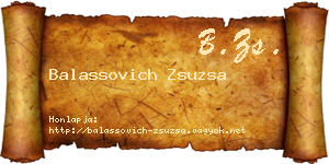 Balassovich Zsuzsa névjegykártya